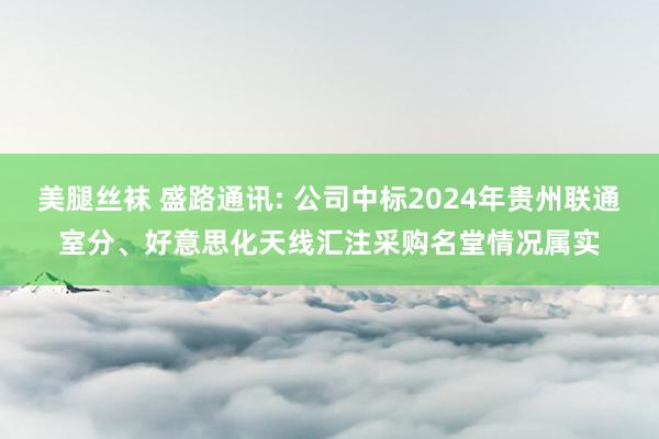 美腿丝袜 盛路通讯: 公司中标2024年贵州联通室分、好意思化天线汇注采购名堂情况属实