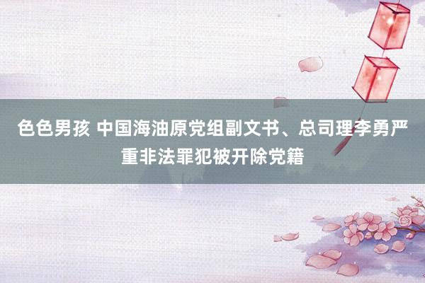 色色男孩 中国海油原党组副文书、总司理李勇严重非法罪犯被开除党籍