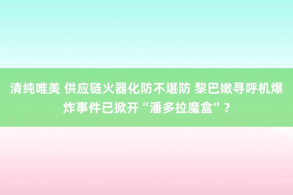 清纯唯美 供应链火器化防不堪防 黎巴嫩寻呼机爆炸事件已掀开“潘多拉魔盒”？