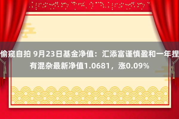 偷窥自拍 9月23日基金净值：汇添富谨慎盈和一年捏有混杂最新净值1.0681，涨0.09%