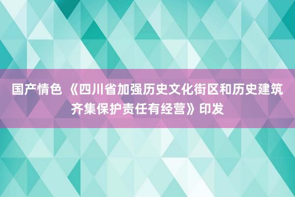 国产情色 《四川省加强历史文化街区和历史建筑齐集保护责任有经营》印发