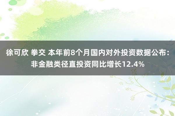 徐可欣 拳交 本年前8个月国内对外投资数据公布：非金融类径直投资同比增长12.4%