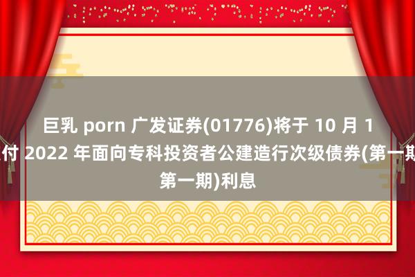 巨乳 porn 广发证券(01776)将于 10 月 17 日支付 2022 年面向专科投资者公建造行次级债券(第一期)利息