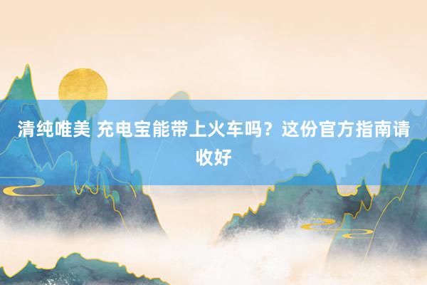 清纯唯美 充电宝能带上火车吗？这份官方指南请收好