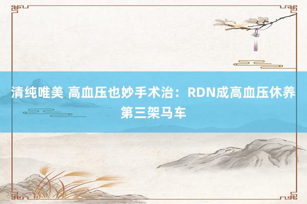 清纯唯美 高血压也妙手术治：RDN成高血压休养第三架马车