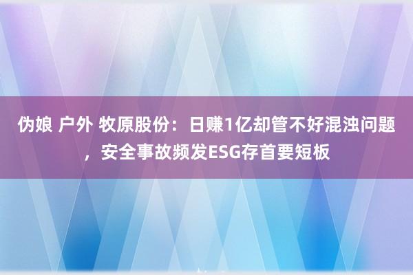 伪娘 户外 牧原股份：日赚1亿却管不好混浊问题，安全事故频发ESG存首要短板