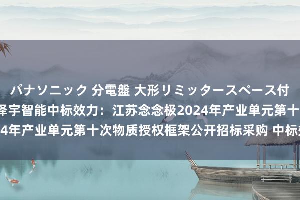 パナソニック 分電盤 大形リミッタースペース付 露出・半埋込両用形 泽宇智能中标效力：江苏念念极2024年产业单元第十次物质授权框架公开招标采购 中标效力公告