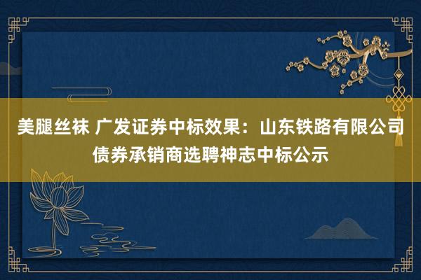 美腿丝袜 广发证券中标效果：山东铁路有限公司债券承销商选聘神志中标公示