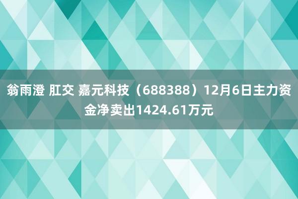 翁雨澄 肛交 嘉元科技（688388）12月6日主力资金净卖出1424.61万元