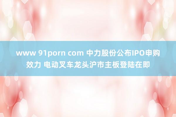 www 91porn com 中力股份公布IPO申购效力 电动叉车龙头沪市主板登陆在即