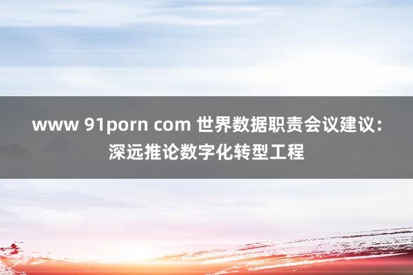 www 91porn com 世界数据职责会议建议：深远推论数字化转型工程