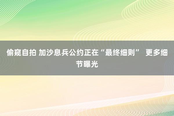 偷窥自拍 加沙息兵公约正在“最终细则”  更多细节曝光