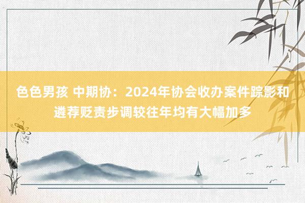 色色男孩 中期协：2024年协会收办案件踪影和遴荐贬责步调较往年均有大幅加多